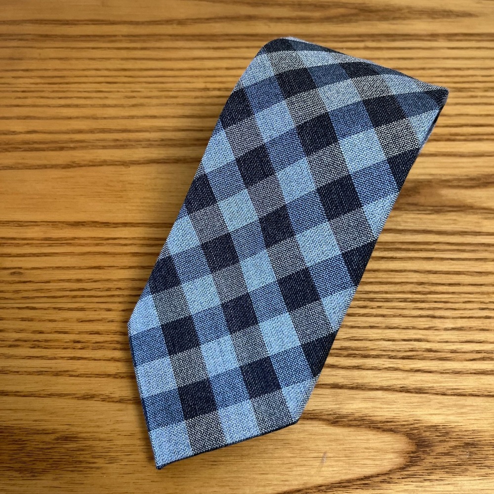 Michael Kors Neck‎ Tie Classic Width 3" x 56 Blue Black Gray Gingham Check Plaid